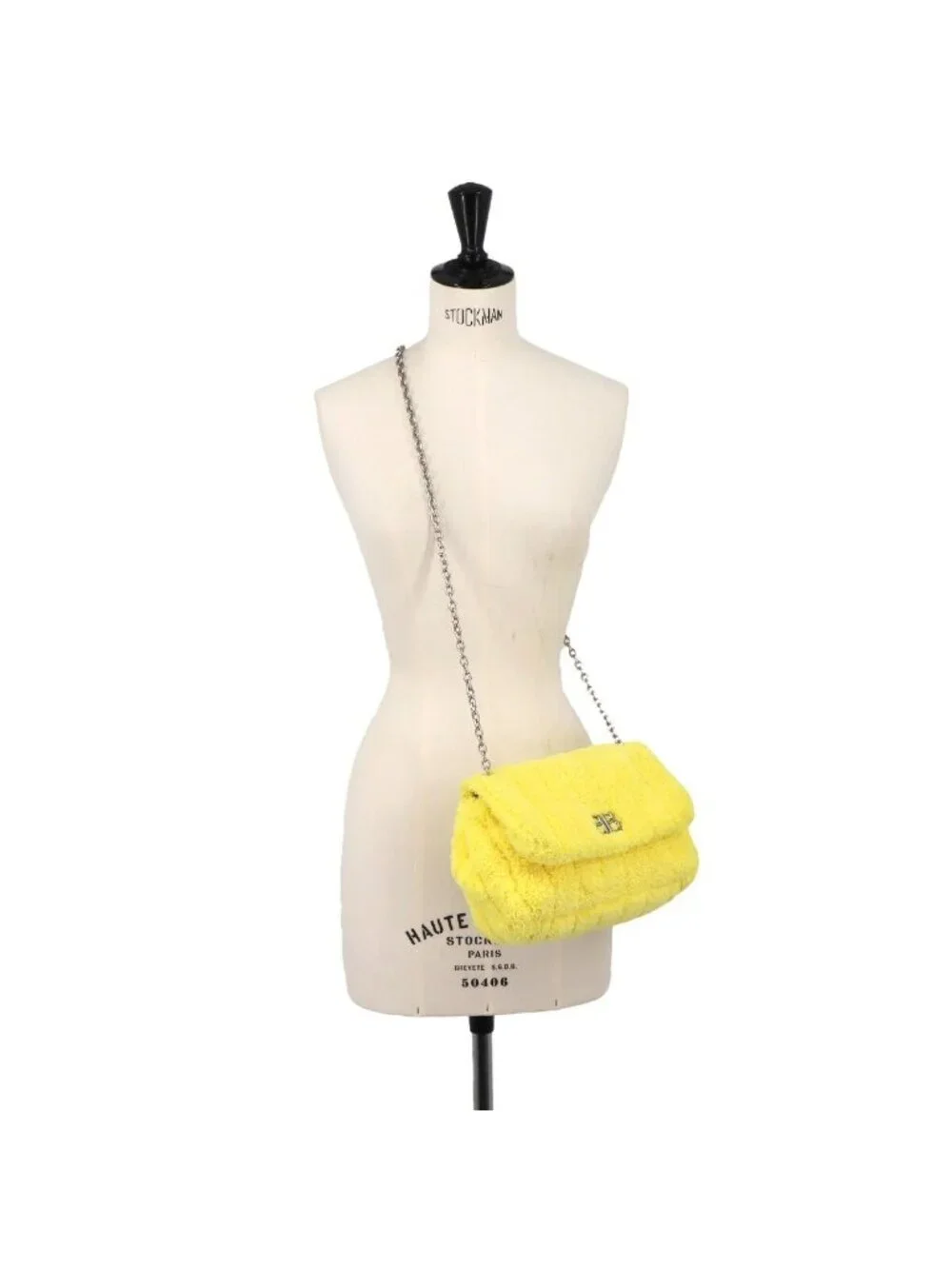 Balenciaga Monaco Chain Shoulder Bag Pile Yellow Silver